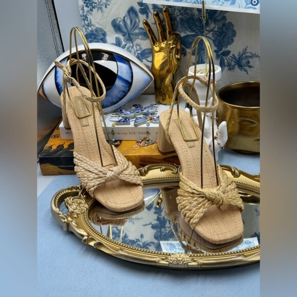 🆕 LOEFFLER RANDALL 🧿 NWOT Riya Braided Mignon Knot Mid-Heel Sandal, Sz 7 - Picture 5 of 16